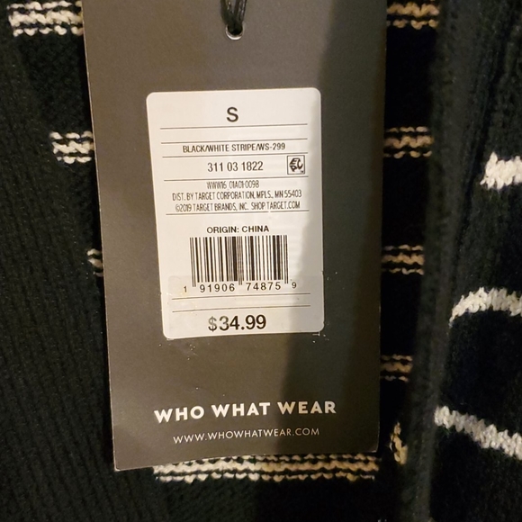 Women's Black/White Striped Cardigan - Picture 3 of 6